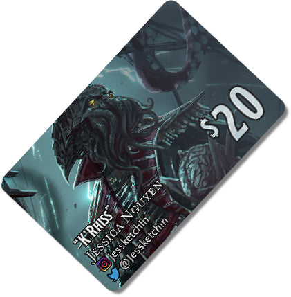 
                  
                    Load image into Gallery viewer, $20 Gift card depicting a mindflayer pirate
                  
                